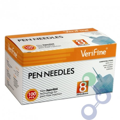 Verifine Igły do penów insulinowych 30G 0,30 x 8mm 100 sztuk