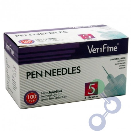 Verifine Igły do penów insulinowych 31G 0,25 x 5mm 100 sztuk