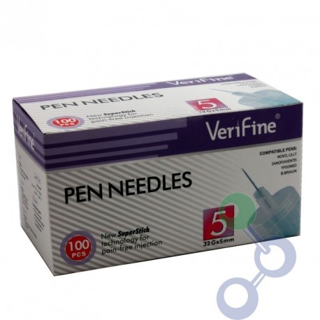 Verifine Igły do penów insulinowych 32G 0,25 x 5mm 100 sztuk